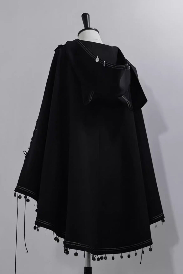 Black [Black Cat] Embroidery Cat Ears Hooded Ouji Gothic Prince Handsome Lolita Cloak