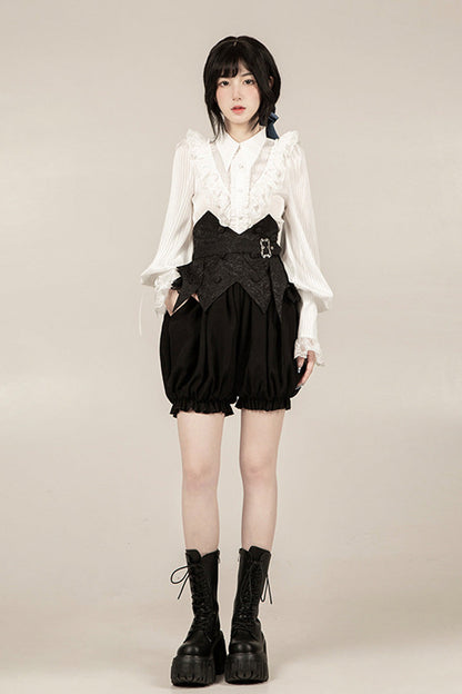 Black [Gold Hunter] Long Sleeves Pirate Style Gothic Shorts