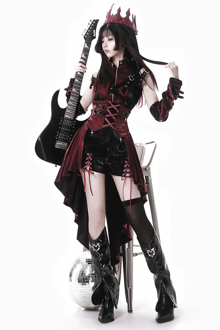 Black/Red [Chief Assassin] Lace-Up Gothic Ouji Lolita Set