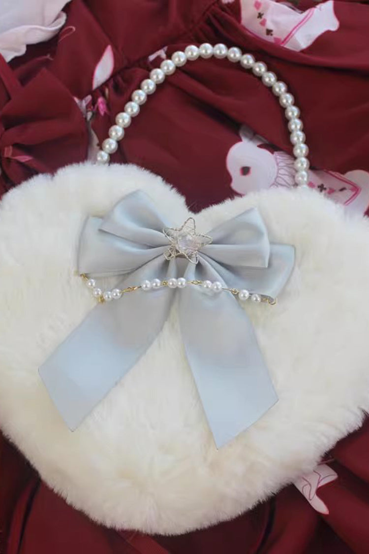 Fluffy Heart Cartoon Bowknot Pearl Sweet Lolita Handbag 17 Colors