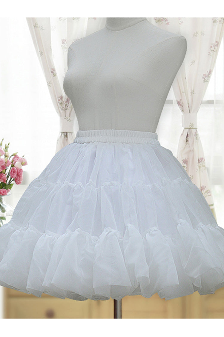 White Short Glass Yarn Bubble Lolita Petticoat