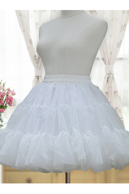 White Short Glass Yarn Bubble Lolita Petticoat