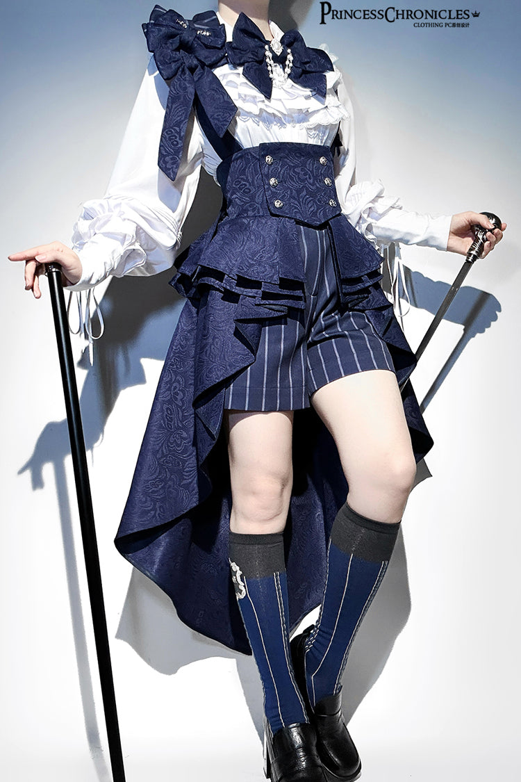 Blue Rabbit Theater Vertical Stripes Print Ouji Fashion Sweet Prince Cool Lolita Shorts