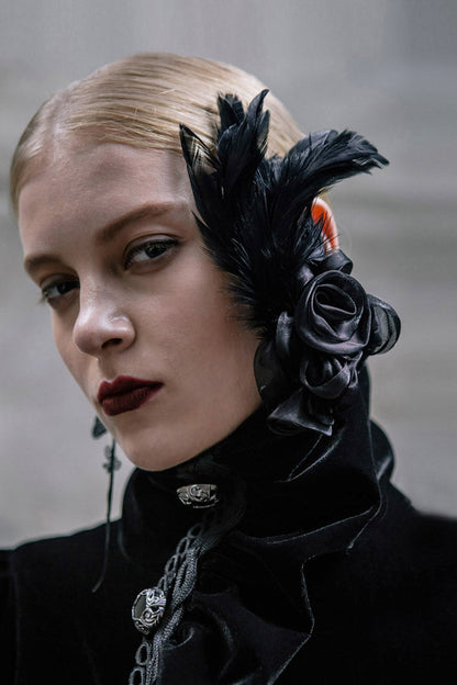 Black Roses Gauze Gothic Women's Hair Plug