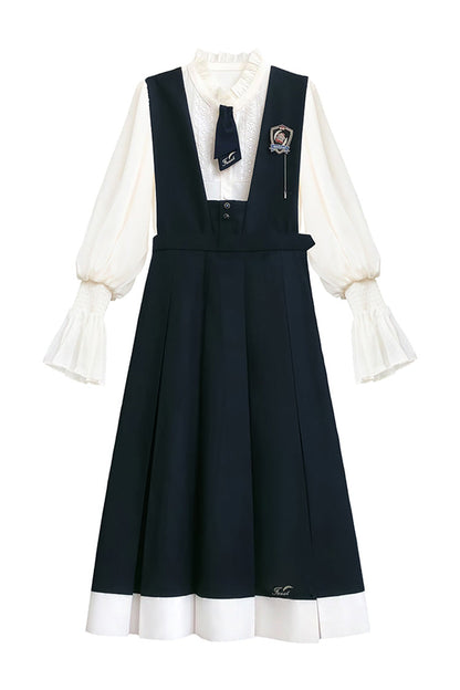 Blue Sleeveless Classic College Style Elegant Lolita Jumper Dress