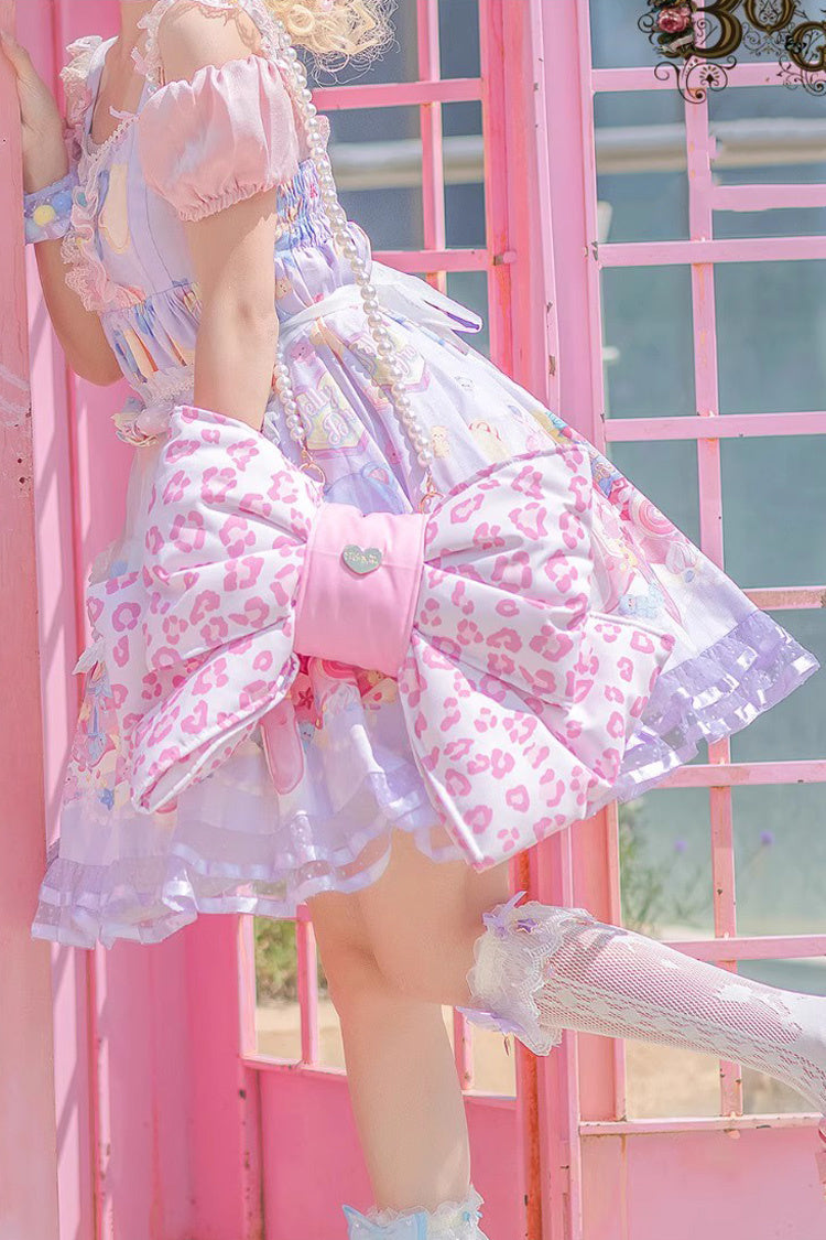 Pink Polka Dot Print Bowknot Shaped Sweet Lolita Backpack
