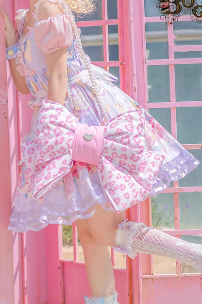 Pink Polka Dot Print Bowknot Shaped Sweet Lolita Backpack