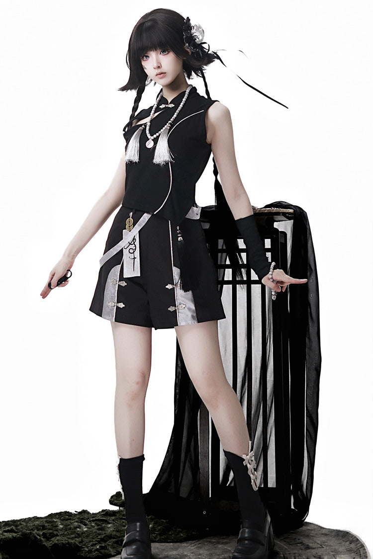 Black [The Strange End of the Immortal Sect] Sleeveless Chinese Style Ouji Lolita Set