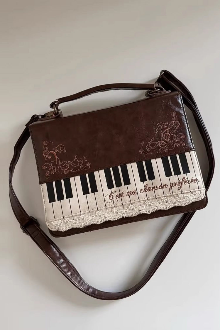 Brown Piano Embroidered Lace Vintage Lolita Backpack
