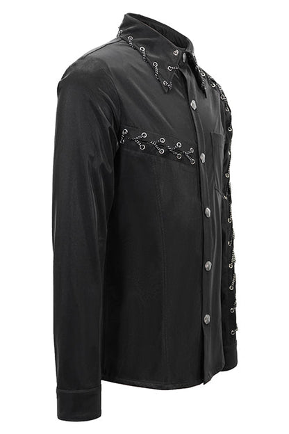 Black Rock Drawstring Mens Punk Blouse