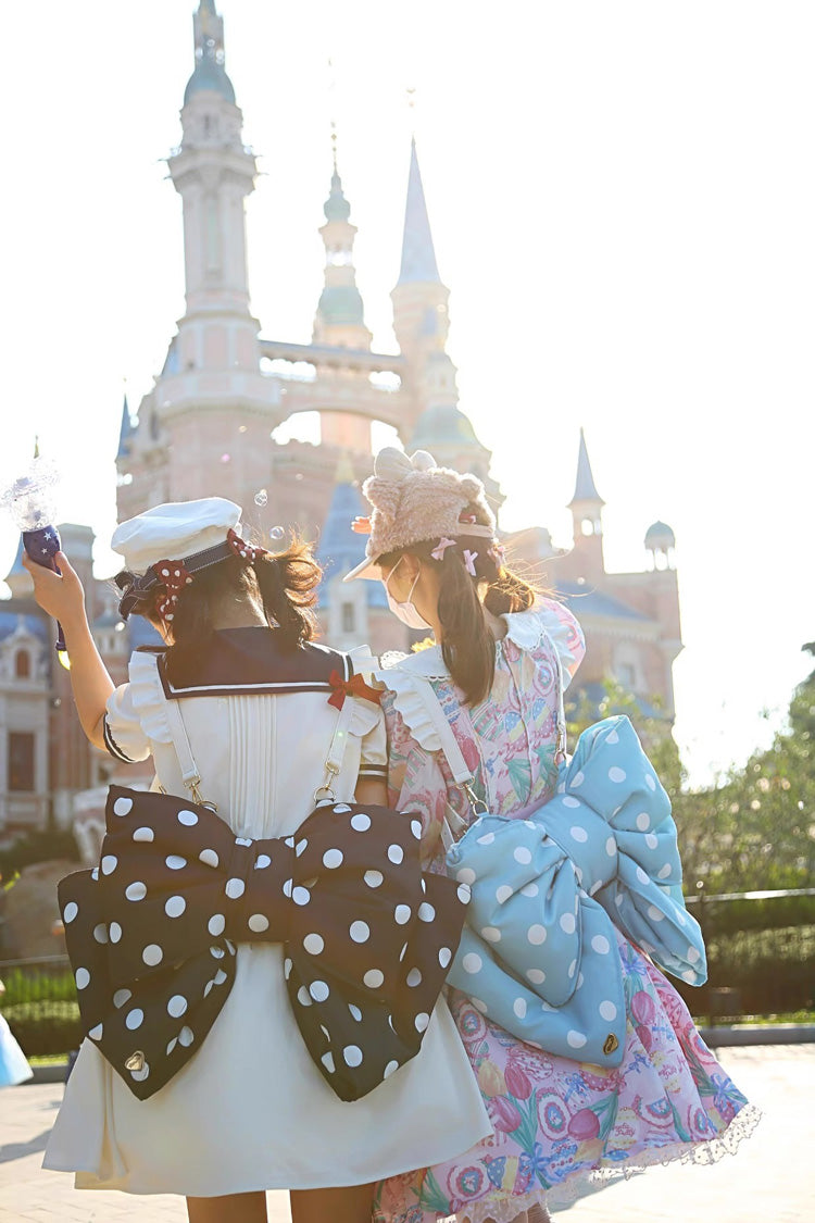 Red/White Polka Dot Print Bowknot Shaped Sweet Lolita Backpack
