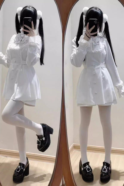 Stairway to Heaven Long Sleeves Embroidery Bowknot Lace Sweet Jirai Kei Set 3 Colors