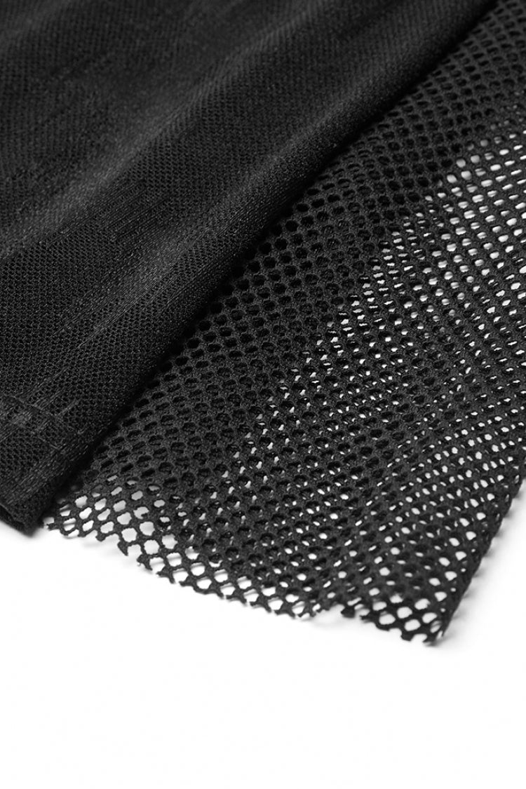 Black Python Print Mesh Women's Gothic Flared Pants