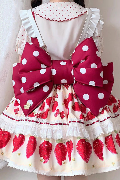 Red/White Polka Dot Print Bowknot Shaped Sweet Lolita Backpack