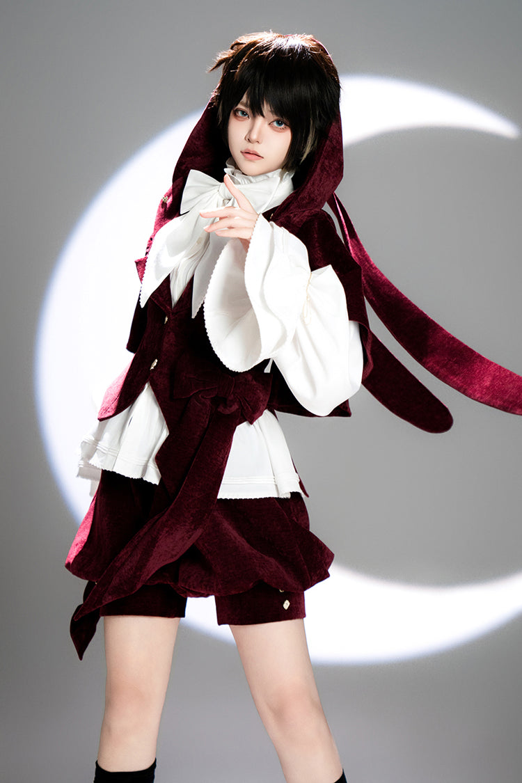 Red [Rabbit Hunt] Rabbit Ears Hooded Sweet Prince Handsome Ouji Lolita Coat