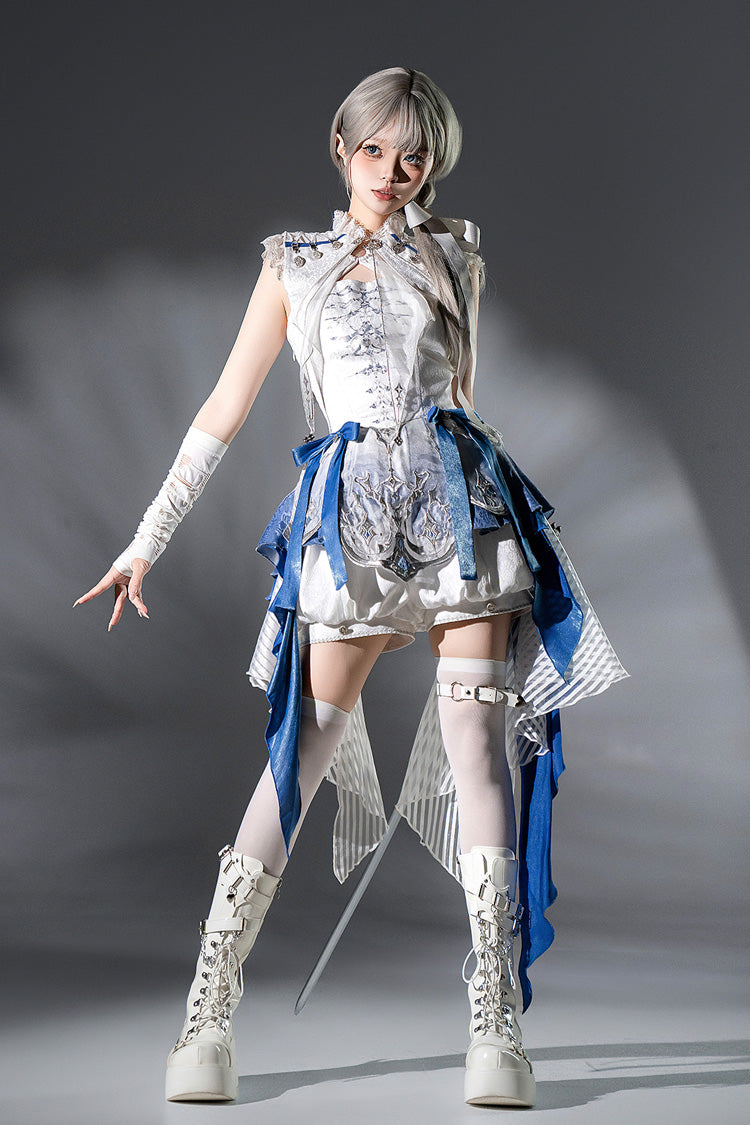 White [Dragon Bones] Chinese Style Prince Handsome Ouji Lolita Shorts