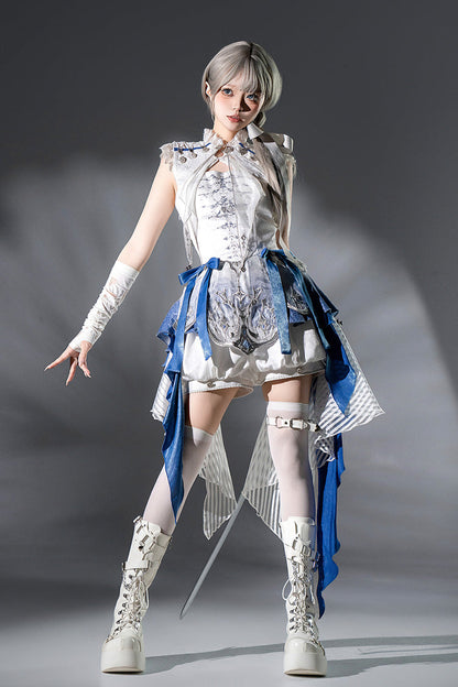White [Dragon Bones] Chinese Style Prince Handsome Ouji Lolita Shorts
