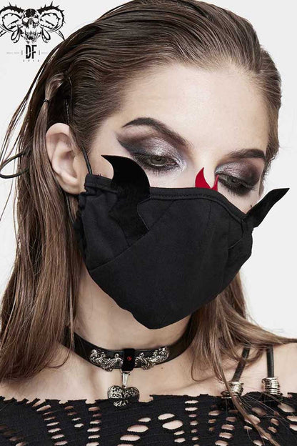 Black Punk Little Devil Wings Decorative Adjustable Women's Mask