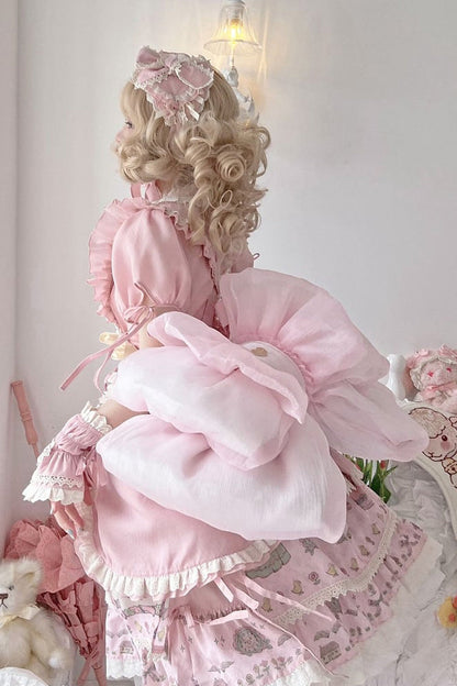 Light Pink Big Bowknot Metal Heart Nameplate Lolita Backpack