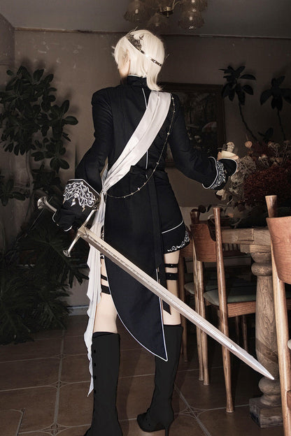 Black [Sword of Oath] Long Sleeves Embroidered Gothic Vintage Knight Prince Ouji Lolita Set