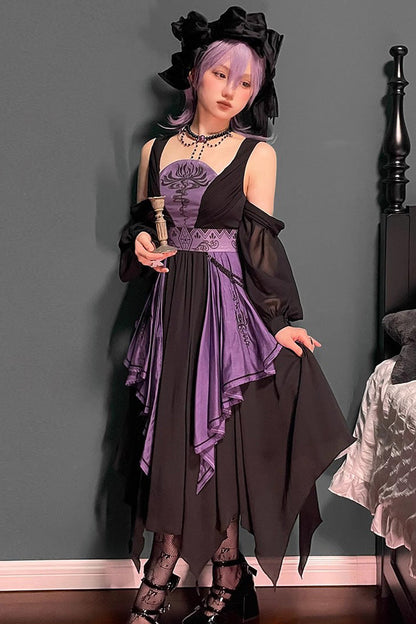 Black/Purple Print Styx Ferry Witch Gothic Lolita Dress