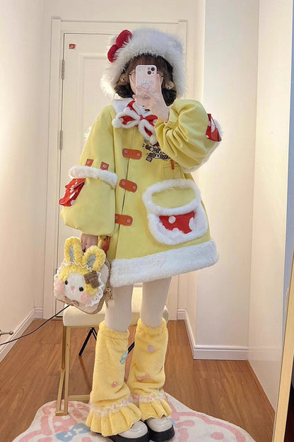 Yellow [Mushroom House] Long Sleeves Embroidery Bowknot Sweet Lolita Coat