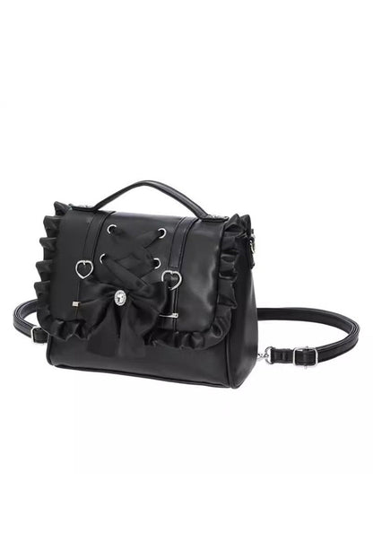 Sweet Ruffle Bowknot Lace-Up Lolita Handbag 3 Colors