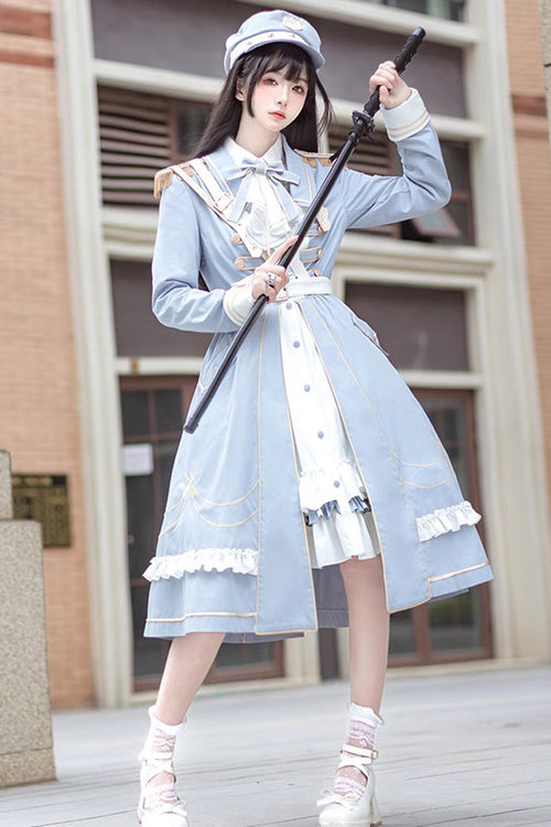 Blue Star Ocean Fantasy Cardigan Bowknot Sweet Military Elegant Lolita Dress