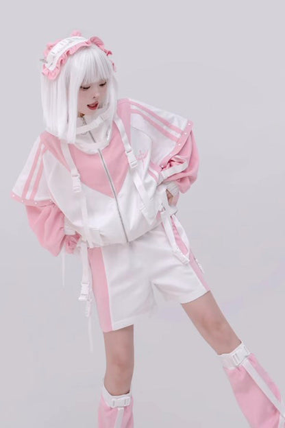 [Wing Light Machinery] Long Sleeves Print Jirai Kei Cool Coat 4 Colors
