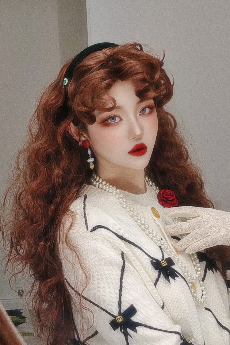 Orange-Brown Vintage Elegant Fluffy Wool Curl Lolita Wig