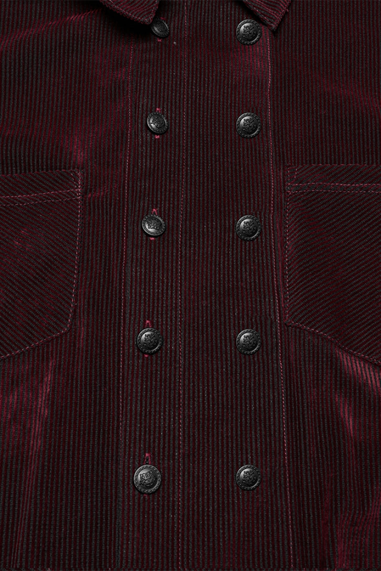 Black/Red Double-breasted Long Puff Sleeves Men's Gothic Blouse