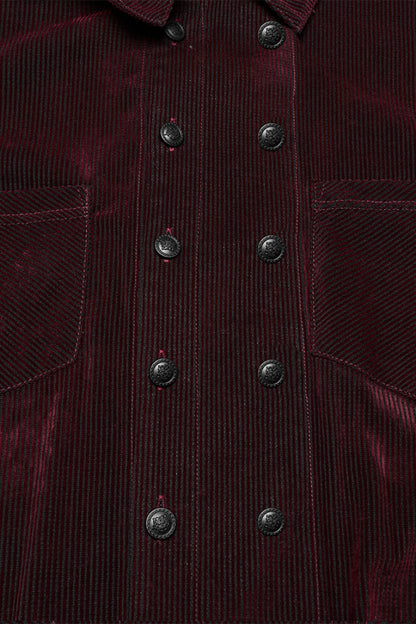 Black/Red Double-breasted Long Puff Sleeves Men's Gothic Blouse