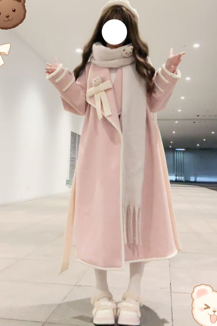 [Cute Bear] Long Sleeves Bowknot Sweet Lolita Long Coat 2 Colors
