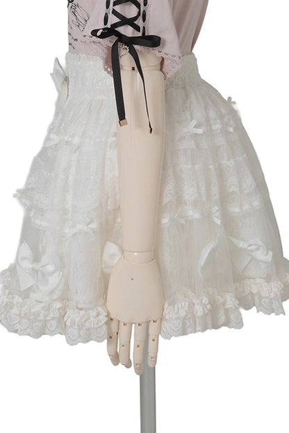 Sweet Ruffle Bowknot Lace Plus Size Japanese Lolita Skirt 3 Colors