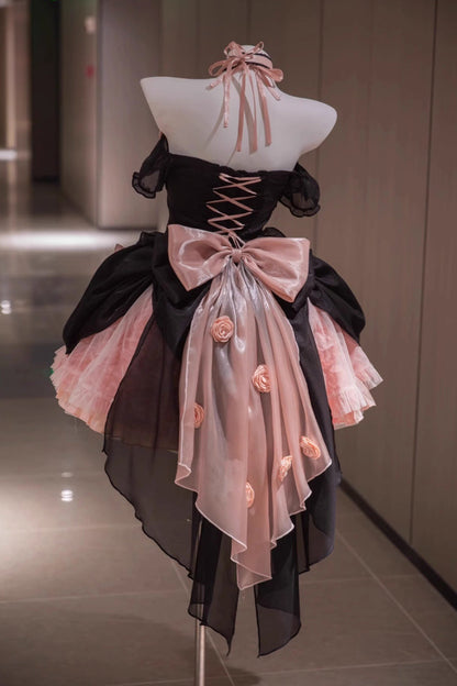 Black/Pink Multi-layer Hanayome Bowknot Fishbone Elegant Princess Sweet Lolita Jsk Dress