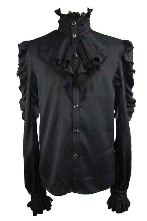 Black Vampire Ruffled Sleeves Mens Gothic Blouse