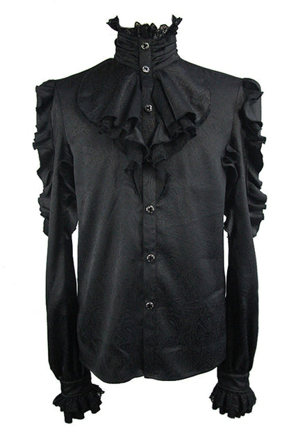 Black Vampire Ruffled Sleeves Mens Gothic Blouse