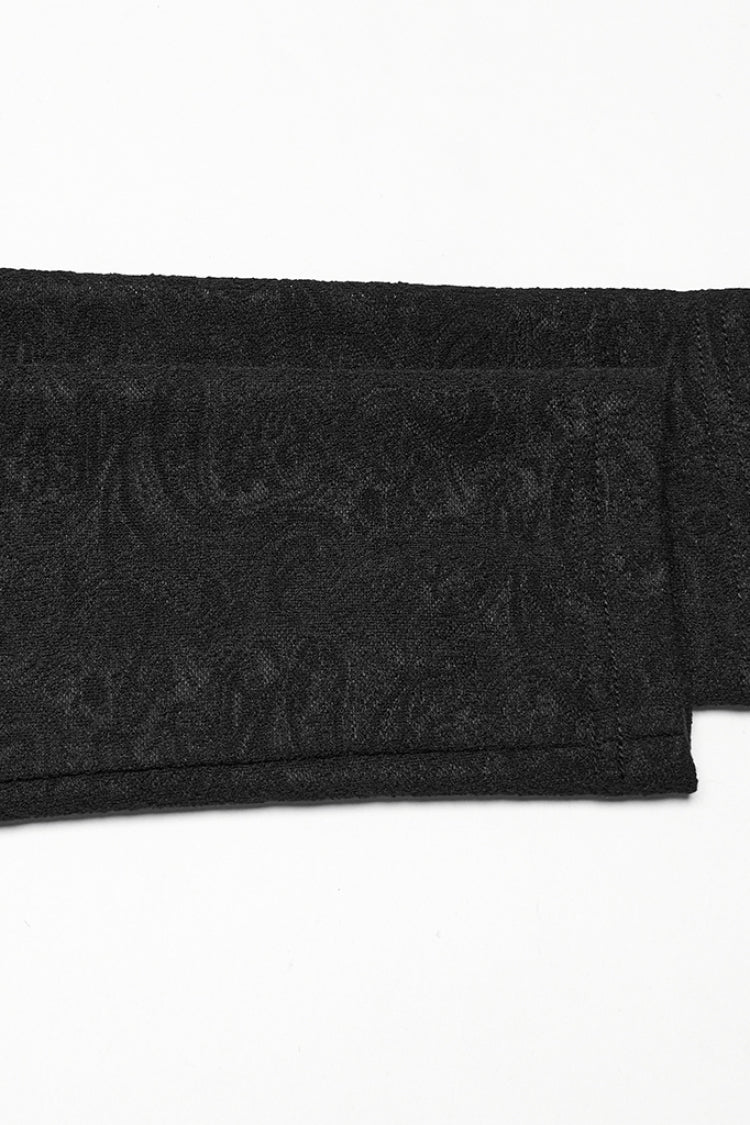 Black V Collar Long Sleeves Jacquard Embroidery Men's Gothic Blouse