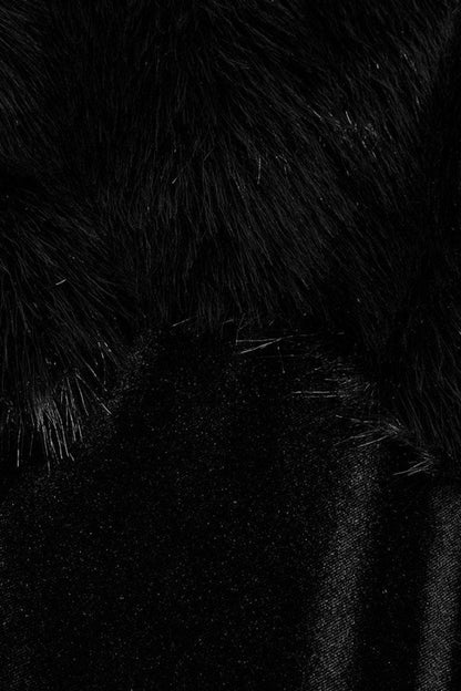 Black Stand Collar Ruffle Irregular Plush Stitching Mens Gothic Gorgeous Cloak