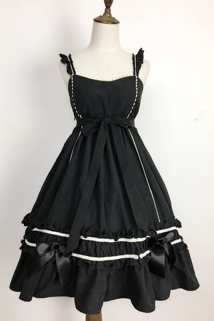 Black Ruffle Bowknot Gothic Vintage Lolita Jsk Dress