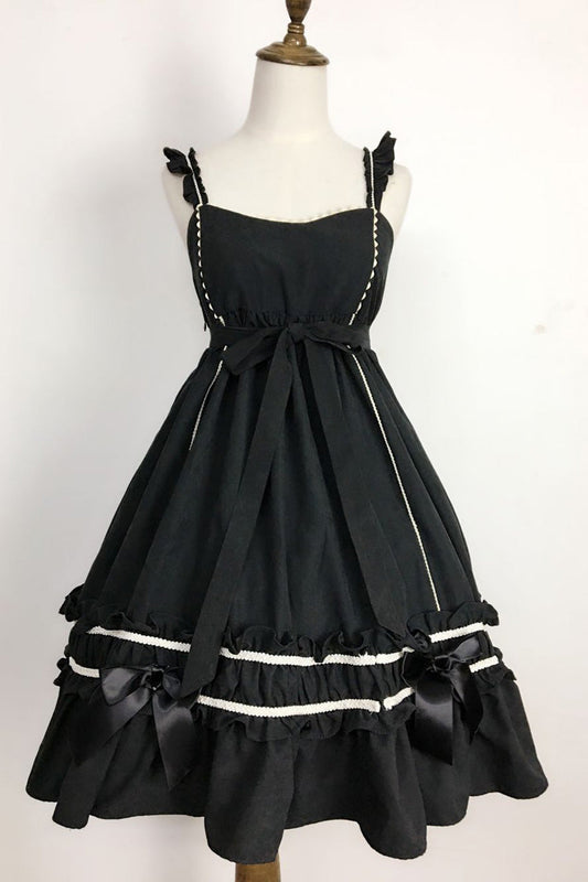 Black Ruffle Bowknot Gothic Vintage Lolita Jsk Dress