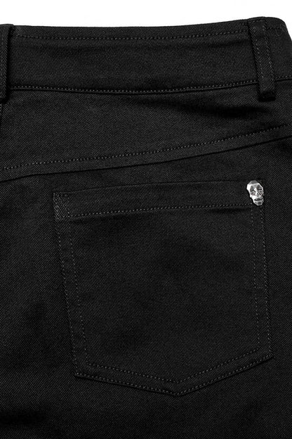 Black/Red Embroidery Buckles Women's Steampunk Flared Pants