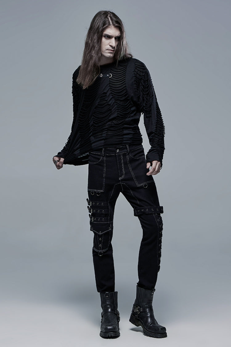 Multi Pockets Buckles Detachable Men's Steampunk Pants 2 Colors
