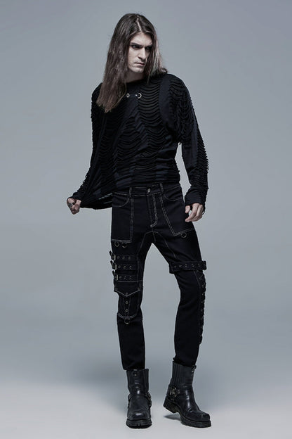 Multi Pockets Buckles Detachable Men's Steampunk Pants 2 Colors