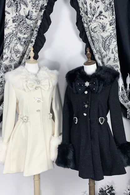 [Velvet Star Dream] Long Sleeves Bow Sweet Jirai Kei Japanese Overcoat 2 Colors