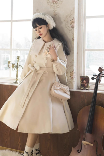 Tulip Long Puff Sleeves Embroidery Slim Sweet Lolita Coat 2 Colors