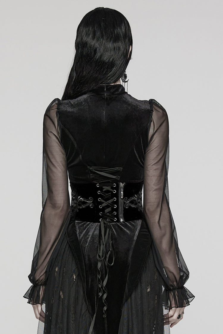 Embroidery Lace-Up Zipper Women's Gothic Corset 2 Colors
