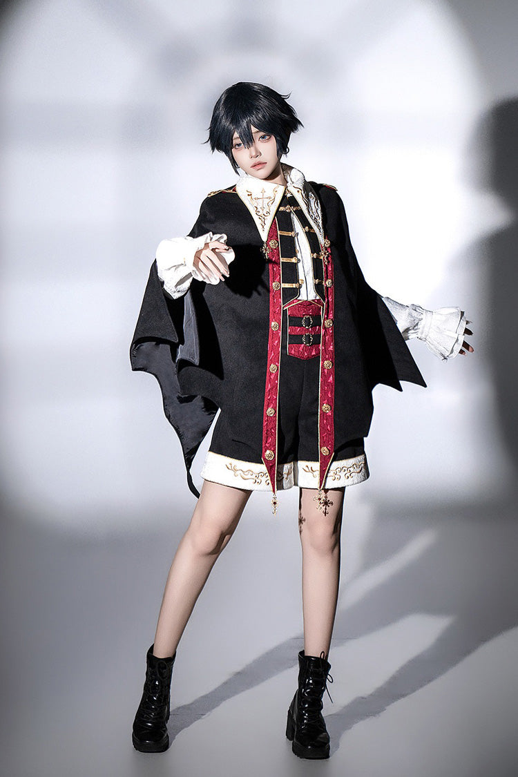 Black [Vampire Noble Court] Long Sleeves Embroidery Gothic Prince Handsome Ouji Lolita Set