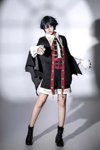 Black [Vampire Noble Court] Long Sleeves Embroidery Gothic Prince Handsome Ouji Lolita Set