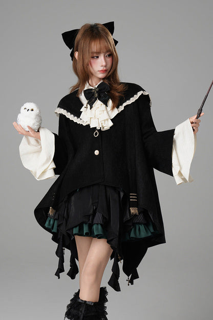 Black [Clock of Reincarnation Cycles] Cat Ears Magic Hooded Sweet Lolita Coat Cloak